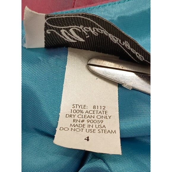 Vtg Michelangelo Prom Maxy Dress One Shoulder High Low Red Iridescent Sz 4 - Picture 12 of 12